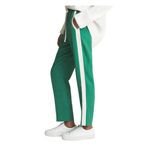Pantalones de Punto para Mujer, Color Verde, Cintura Media, con Cordón, Pierna Recta, Color Sólido, Largo hasta el Tobillo, Estilo Casual de Primavera, Transpirables, Corte Regular - Product Image 4