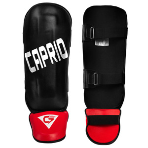 Protections de tibia en cuir PU noir personnalisées Caprio, antidérapantes, pour Muay Thai, Kickboxing, MMA, Boxe, Arts martiaux, entraînement - Product Image 1
