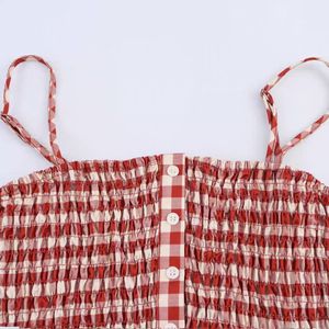 Débardeur de yoga ajusté pour femme avec imprimé écossais rouge en tissu tricoté respirant et à séchage rapide - Product Image 4