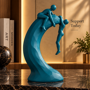 Escultura Moderna Azul Abstracta de Aluminio, Figura Decorativa para Mesa, Estatua para Decoración del Hogar y Sala de Estar |   Fuerza Artística - Product Image 3