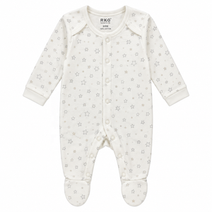 Combinaison en coton unisexe pour bébé avec imprimé étoiles, pyjama à pieds pour bébés - Product Image 1