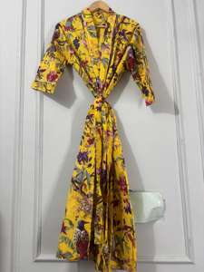 Bata Kimono de Algodón con Estampado Floral, Cuello en V, Secado Rápido, Manga Larga, Ligera, para Primavera, Ideal para Damas de Honor - Product Image 4