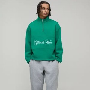 เสื้อพูลโอเวอร์แขนยาวผ้าโพลีเอสเตอร์น้ำหนักเบาคุณภาพสูงสำหรับผู้ชาย แห้งเร็ว สีพื้น แบบเรียบง่าย มีซิป ¼  ขายส่ง - Product Image 1