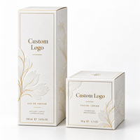 Boîte d'emballage de parfum de luxe personnalisée en carton blanc avec logo, estampage à chaud, gaufrage, vernis sélectif et impression