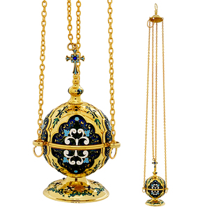 Decorative Colored Brass Church Censer | Orthodox Incense Burner - DOUBLE VEE EXPORTS - Product Image 1