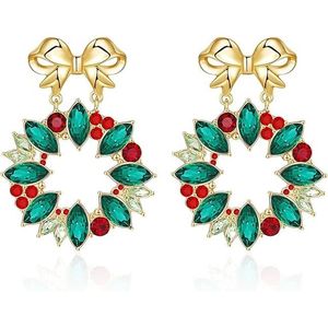 Regali di Natale per Donne, Orecchini Ipoallergenici con Fiocco e Ghirlanda, Accessori Natalizi - Product Image 1