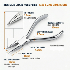 Precision Chain Nose Pliers Stainless Steel Tapered Tip Jewelry Making Tools for DIY <b>Crafting</b> Beading <b>Wire</b> Looping - Product Image 3