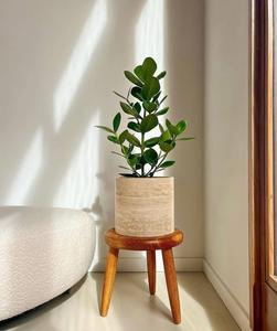 Jardinière en marbre travertin artisanal, pot à plantes en pierre naturelle, pot à fleurs décoratif d'intérieur, décoration de jardin à domicile - Product Image 5