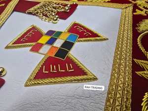 Badge en cuir brodé à la main pour Prêtre Suprême de l'Arche Royale Maçonnique (PHP), à coudre avec dentelle, en velours rouge et fils d'or, Régalia de luxe personnalisée - Product Image 3