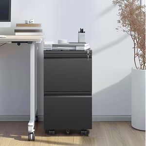 Armadietto Portadocumenti Mobile in Metallo a 2 Cassetti, Completamente Assemblato, con Ruote e Serratura, per Documenti Legali/Lettera/A4, Ideale per Scuola - Product Image 1