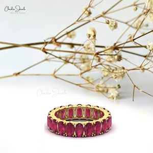 Wholesale 14k Solid Yellow Gold <b>Ring</b> Natural 5X3 Oval Shape Pink Tourmaline Full Eternity Gemstone <b>Ring</b> Top Wholesale Suppliers - Product Image 3