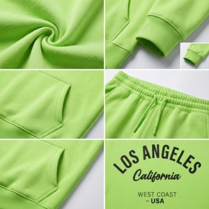 Conjunto Deportivo con Capucha para Invierno, Unisex, Verde, de Algodón, Sudadera y Pantalones Largos, Estilo Casual, Ecológico, para Los Ángeles, California - Product Image 3