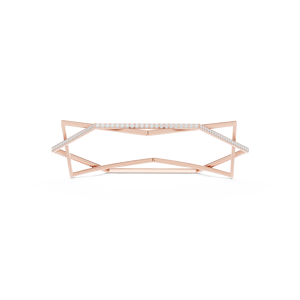 Luxury Rose Gold Geometric Open Cuff <b>Bangle</b> <b>Bracelet</b> for Women Minimalist Pavé Crystal Stackable Designer Fashion Jewelry - Product Image 2