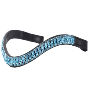 Hermosa diadema de cuero premium negra con cadena metálica de cristales pequeños de marca, para caballo, tamaño cob completo, superventas - Product Image 2