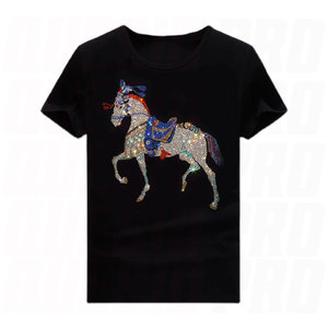 เสื้อยืดสตรีทแวร์คุณภาพสูงสำหรับผู้ชาย ผ้าคอตตอนหนา 220GSM ประดับเพชรเทียม เสื้อยืดโอเวอร์ไซส์แฟชั่นลำลองระดับพรีเมียม รับผลิตแบบ OEM - Product Image 2