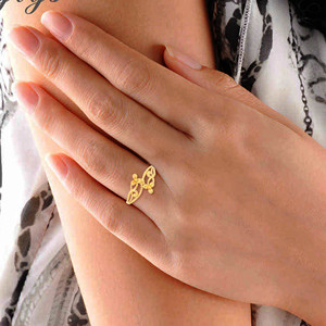 Luxury Gold Plated Floral Vine <b>Adjustable</b> <b>Ring</b> for Women Elegant Openwork Flower Leaf Design Finger <b>Ring</b> - Product Image 2