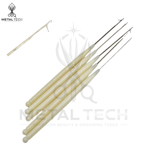 Off White Hair Extension Micro Ring Link <b>Threader</b> Latch Hook Pulling <b>Needle</b> Set For Professional Salon Installation Tools - Product Image 5