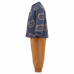 Conjunto de 2 Piezas Personalizado de Alta Calidad para Niños, Sudadera de Manga Larga con Estampado de Oso y Pantalones Deportivos, Ropa Casual de Otoño - Product Image 3
