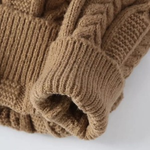 Suéter de cuello alto de punto marrón para hombre, jersey grueso de punto trenzado, cálido para invierno, manga regular, color sólido - Product Image 4