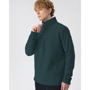Men Black Half Zip <b>Sweatshirt</b> Polyester Cotton Streetwear Pullover Europe Fashion Manufacturer - Product Image 5