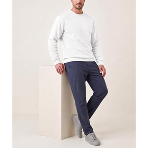 <b>Men's</b> <b>White</b> Crew Neck Custom Logo Pullover <b>Sweatshirt</b> Regular Fit Solid Color 100% - Product Image 1