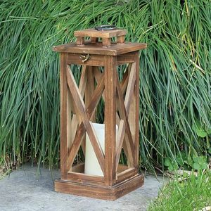 Lanterne en bois écologique et élégante pour la décoration de table de mariage avec couvercle en verre et support pour bougie - Product Image 5