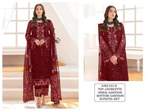 Robe spéciale et magnifique, qualité excellente, couleur étonnante, costume Salwar en Georgette Fox et Dupatta avec broderie, mode féminine - Product Image 3
