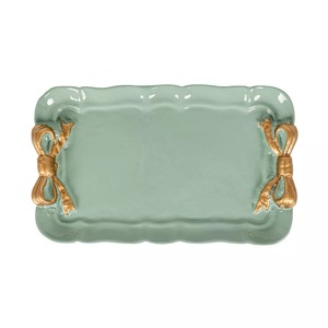 Plateau de service rectangulaire en laiton poli avec poignées, vaisselle moderne pour servir les aliments - Product Image 3