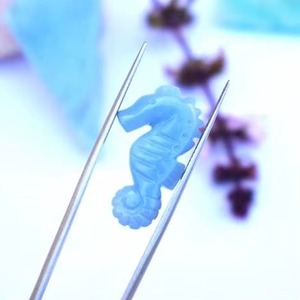 Natural <b>Blue</b> <b>Opal</b> Sea Horse Carved Gemstone Pendant Charm Loose Stone For Jewelry Making Wholesale Bulk Fancy Carving 25mm - Product Image 3