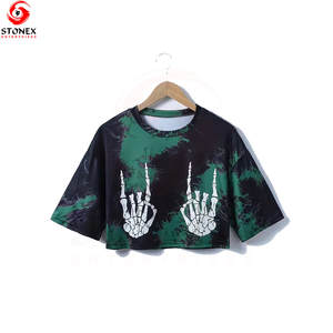 Top Corto de Cintura Alta con Estampado Tie-Dye para Mujer, con Logotipo y Diseño Personalizados, Tejido Transpirable y Ecológico - Product Image 1