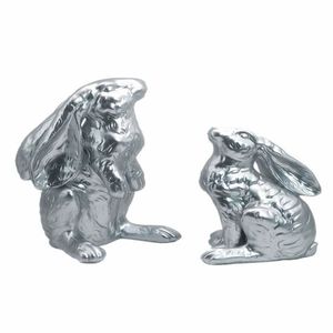 Sculpture de lapin en aluminium coulé, élégante statue de lapin assis en métal, décoration pour intérieurs élégants. - Product Image 3
