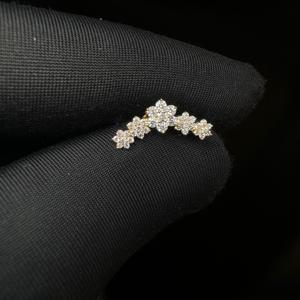 Diamond Flower Stud Earring In 14K Solid Gold With Internally Threaded <b>Flat</b> Back Design Dainty <b>Piercing</b> <b>Jewelry</b> For Women Gift - Product Image 5