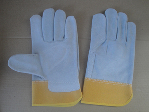 Guantes de Trabajo de Cuero con Puño a Rayas Púrpuras, Resistentes a la Abrasión, Antideslizantes en las Puntas de los Dedos, Guantes de Seguridad de Uso General - Product Image 5