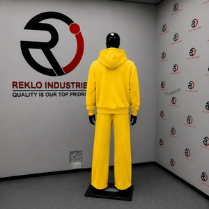 Yellow <b>Full</b> <b>Zip</b> <b>Hoodie</b> Tracksuit Men Custom Logo Fleece Two Piece Set Casual Streetwear Jogging Suit Wholesale Sportswear Outfit - Product Image 4
