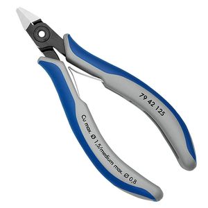 Knipex 79 42 125 5 Coupe-fils diagonaux électroniques de haute qualité, coupe conique, en acier inoxydable, personnalisables pour le bricolage et la fabrication de bijoux - Product Image 1