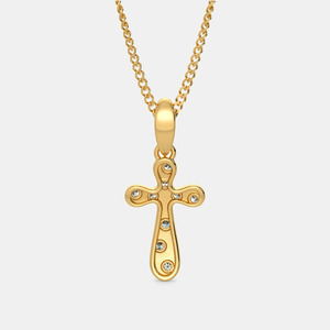 Collar con Colgante de Cruz de Diamantes Cultivados en Laboratorio con Baño de Oro Amarillo - Product Image 3