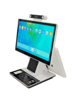 Terminal POS All-in-One Layar Ganda Desktop Pembaca Barcode Pengenal Sidik Jari Pencatat Pengunjung Model Berdiri Android