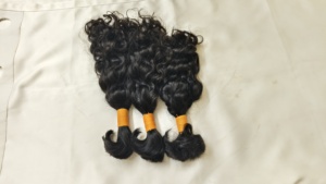 100% Temple Natural Raw Indian Curly Hair <b>Top</b> Grade Premium Body Wave Unprocessed Human Hair Machine Double Weft Luxury Bundles - Product Image 4