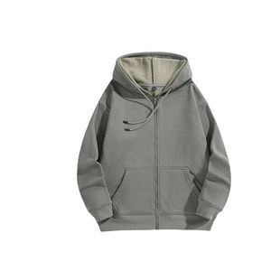 Sudadera con capucha de invierno de alta visibilidad para mujer, con cremallera, bordado 3D, suéter de algodón liso, logotipo frontal, técnica de lavado ácido - Product Image 2