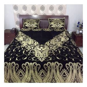Juego de cama texturizado algodón egipcio bordado Floral Beige edredón suave/funda nórdica fundas de almohada tamaño King sábanas planas/ajustadas - Product Image 6