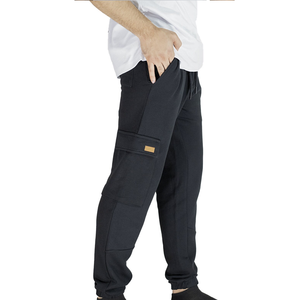 Terry <b>Cargo</b> Jogger <b>Mens</b> Slim Fit 100% Cotton Sweatpants with Elastic Waist Mid Rise Pockets in Black <b>Brown</b> & Light Gray - Product Image 4