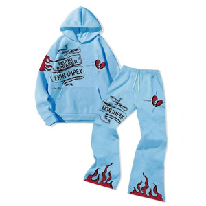 <b>Professional</b> <b>Light</b> Blue Heart Breaker Hoodie Oversized Streetwear Tracksuit Flare Pants Ekin Impex Broken Heart Print Casualwear - Product Image 4