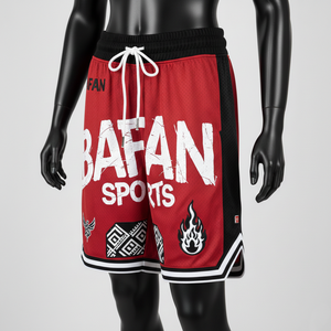 Shorts de basket-ball pour femmes, tissu en maille polyester premium 180 GSM, rouge et noir, panneau latéral en sublimation, logo personnalisé, shorts pour femmes - Product Image 4