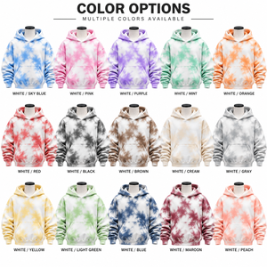 Sudadera con Capucha Oversize de Forro Polar Tie Dye, con Logotipo Personalizado, Unisex, Azul y Blanco, con Bolsillo, Casual, Manga Larga, Marca Privada - Product Image 4