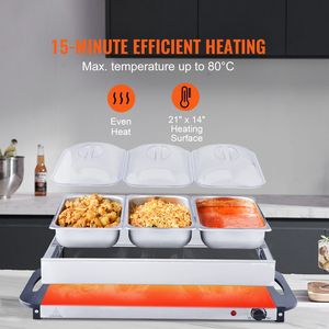 เครื่องอุ่นอาหารบุฟเฟ่ต์ไฟฟ้า ขนาด 25.6 นิ้ว x 15 นิ้ว แบบพกพา ทำจากสแตนเลส พร้อมชุดถาดอุ่นอาหาร ควบคุมอุณหภูมิอัตโนมัติ ใช้กับเตาอบได้ - Product Image 2