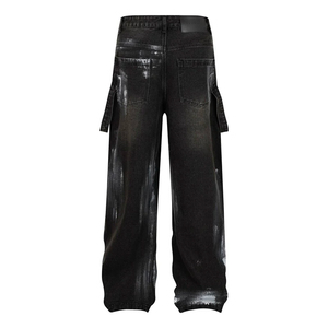 Pantalones Cargo de Mezclilla Desgastados de Cintura Alta para Hombre, Estilo Utilitario, Corte Holgado, Jeans de Algodón de Peso Medio, Ropa de Otoño - Product Image 4