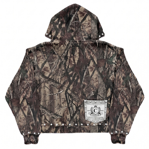 Heavyweight <b>Hoodie</b> <b>Mens</b> 450gsm 100% Cotton French Terry Custom Applique Embroidered <b>Camo</b> Graphic Print Full Zip Boxy <b>Hoody</b> - Product Image 2