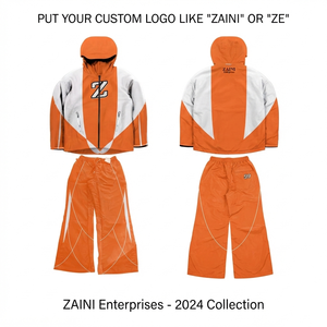 Premium 120 GSM Polyester <b>Women</b> <b>Windbreaker</b> Suit Orange White Contrast Panel Custom Screen Print Embroidery Custom Logo - Product Image 1