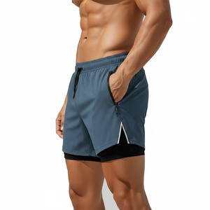 Men's Team Sport Shorts 2 in 1 Compression <b>Layer</b> Zip Pockets Moisture Wicking Custom Team Logo Bulk Wholesale OEM Factory - Product Image 3