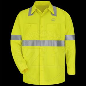 Chemise de travail haute visibilité pour homme, certifiée NFPA 2112 ARC, antistatique, ignifuge, niveau B, vêtements de travail FR, AR/FR, pour le travail pétrolier et gazier, la soudure - Product Image 4